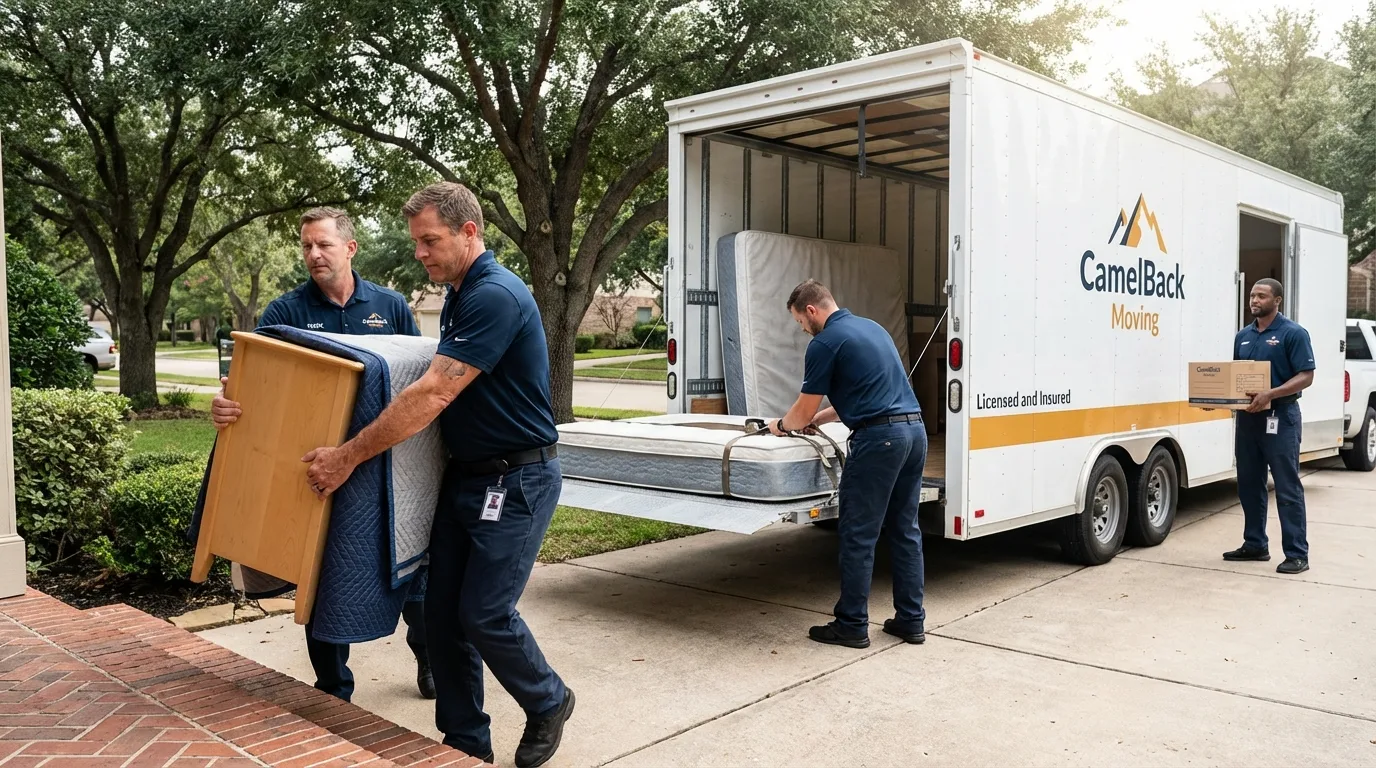 Crew loading residential truck for cross-state move from Lapeer, MI
