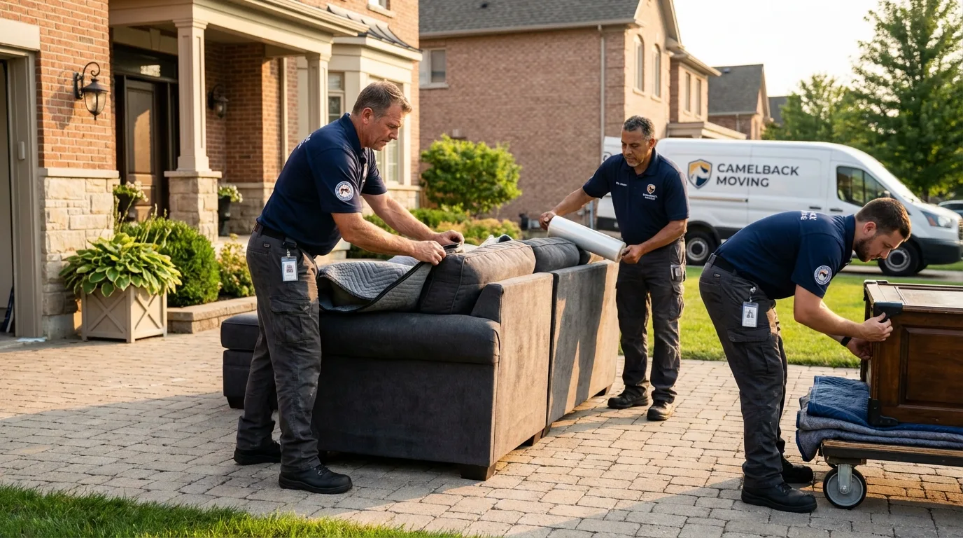 Large estate moving crew wrapping furniture in Lapeer, MI